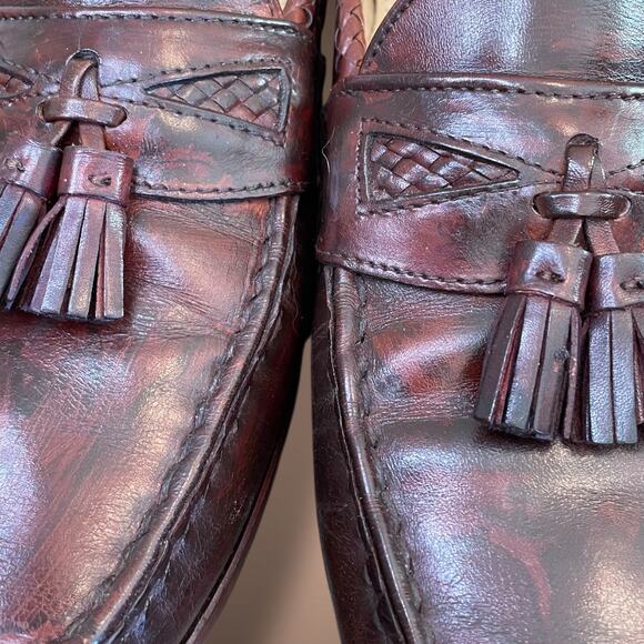 Men's 13D ALLEN EDMONDS Maxfield Dark Chili Leather Tassel Loafers With Box EUC - Picture 3 of 11